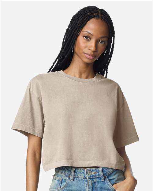 American Apparel 1302GD Women's Heavyweight Cotton Garment-Dyed Boxy Cropped Tee - Front view