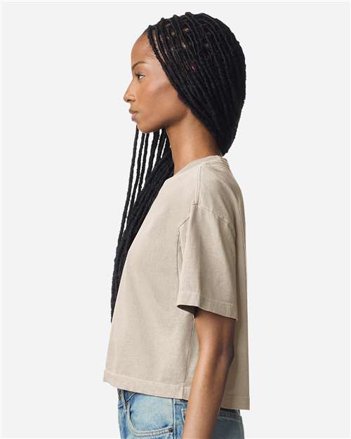American Apparel 1302GD Women's Heavyweight Cotton Garment-Dyed Boxy Cropped Tee - Side view