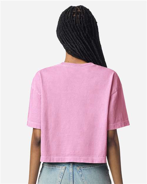 American Apparel 1302GD Women's Heavyweight Cotton Garment-Dyed Boxy Cropped Tee - Back view