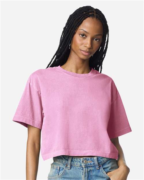 American Apparel 1302GD Women's Heavyweight Cotton Garment-Dyed Boxy Cropped Tee - Front view