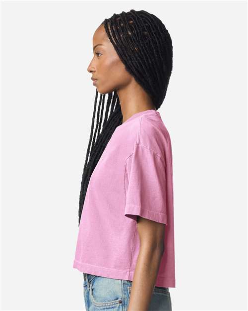 American Apparel 1302GD Women's Heavyweight Cotton Garment-Dyed Boxy Cropped Tee - Side view