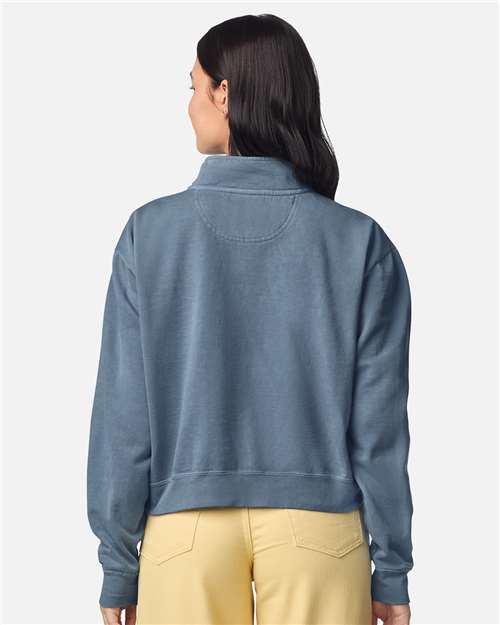 Comfort Colors 1580L Women's Garment-Dyed Mid-Length Quarter-Zip Sweatshirt - Back view