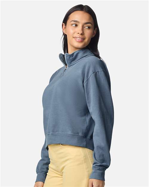 Comfort Colors 1580L Women's Garment-Dyed Mid-Length Quarter-Zip Sweatshirt - Side view