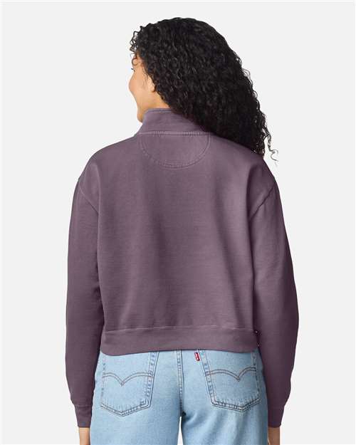 Comfort Colors 1580L Women's Garment-Dyed Mid-Length Quarter-Zip Sweatshirt - Back view