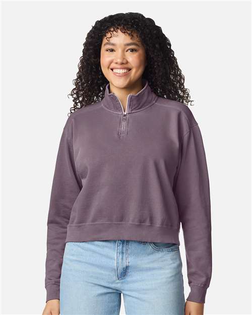 Comfort Colors 1580L Women's Garment-Dyed Mid-Length Quarter-Zip Sweatshirt - Front view