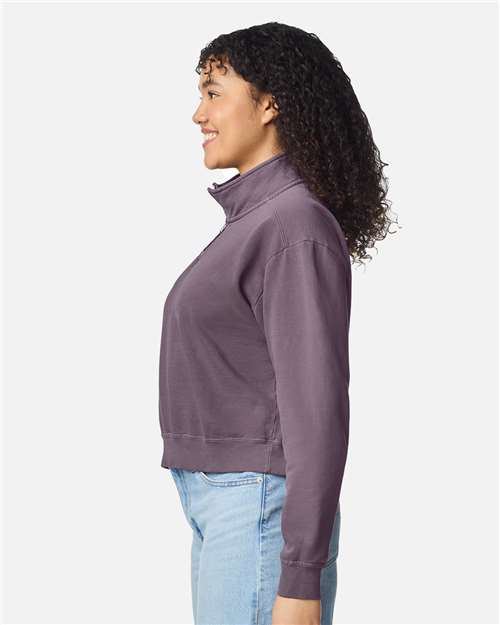 Comfort Colors 1580L Women's Garment-Dyed Mid-Length Quarter-Zip Sweatshirt - Side view