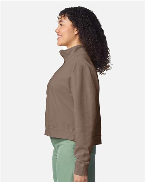 Comfort Colors 1580L Women's Garment-Dyed Mid-Length Quarter-Zip Sweatshirt - Side view