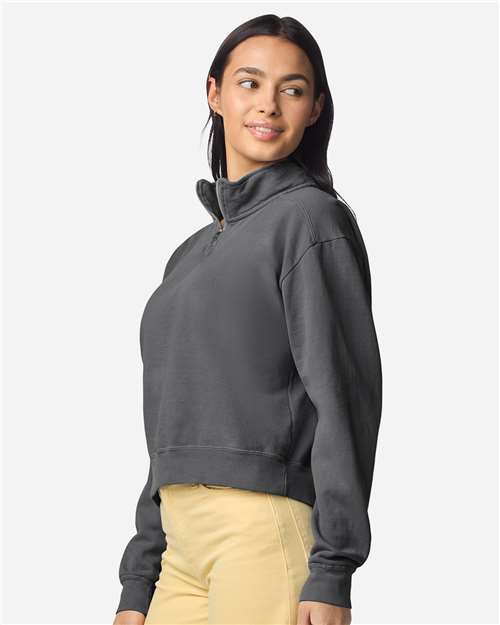 Comfort Colors 1580L Women's Garment-Dyed Mid-Length Quarter-Zip Sweatshirt - Side view