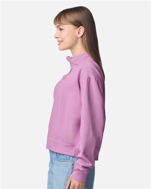Comfort Colors 1580L Women's Garment-Dyed Mid-Length Quarter-Zip Sweatshirt - Side view