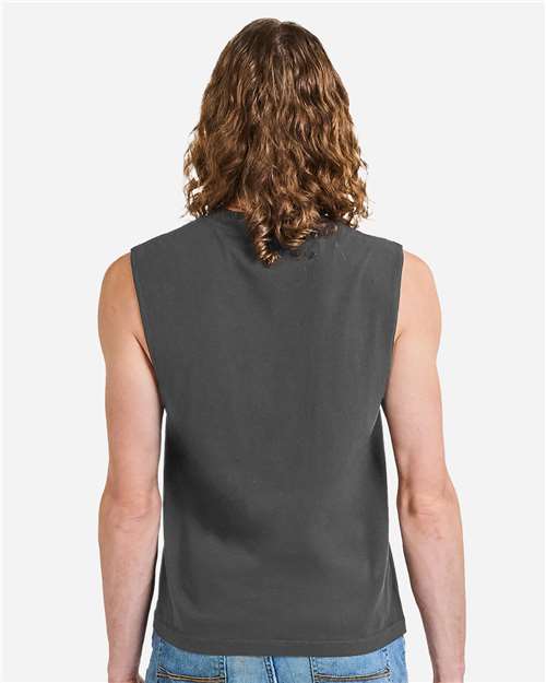 American Apparel 207GD Unisex Heavyweight Cotton Garment-Dyed Boxy Muscle Tee - Back view