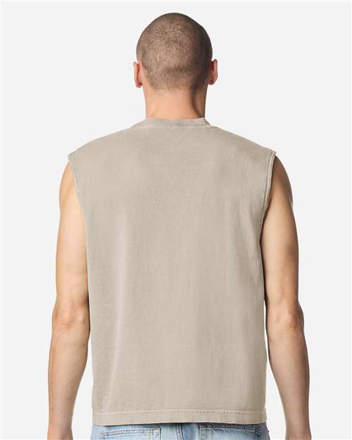 American Apparel 207GD Unisex Heavyweight Cotton Garment-Dyed Boxy Muscle Tee - Back view
