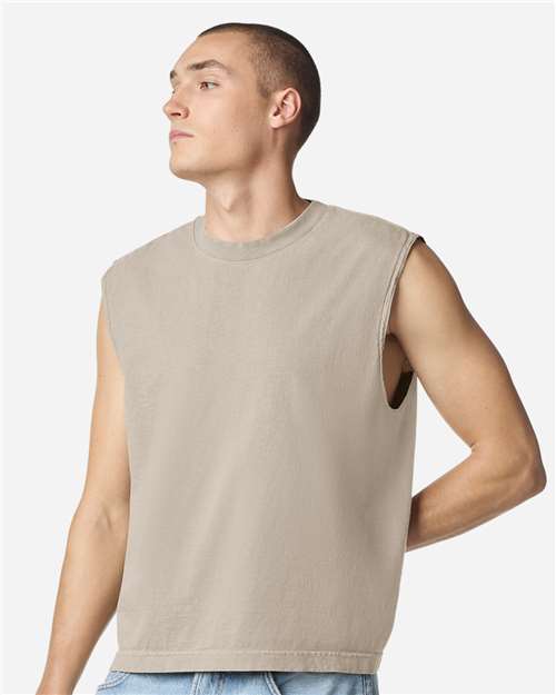 American Apparel 207GD Unisex Heavyweight Cotton Garment-Dyed Boxy Muscle Tee - Front view
