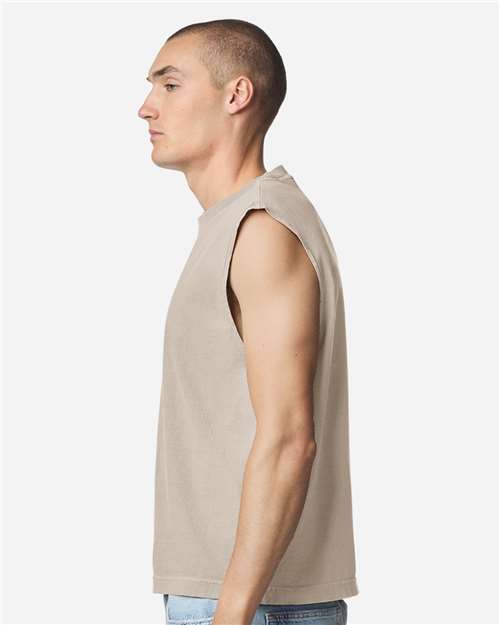 American Apparel 207GD Unisex Heavyweight Cotton Garment-Dyed Boxy Muscle Tee - Side view