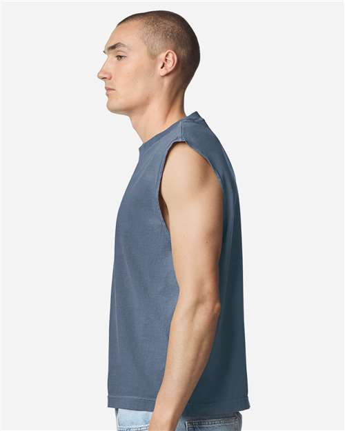 American Apparel 207GD Unisex Heavyweight Cotton Garment-Dyed Boxy Muscle Tee - Side view