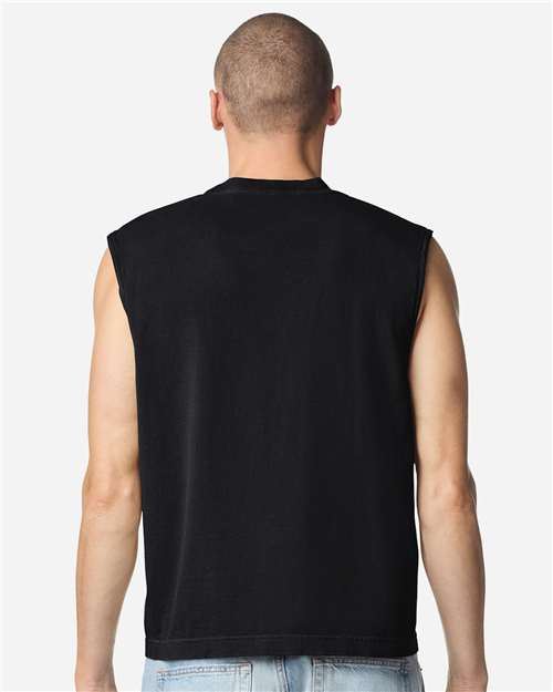 American Apparel 207GD Unisex Heavyweight Cotton Garment-Dyed Boxy Muscle Tee - Back view