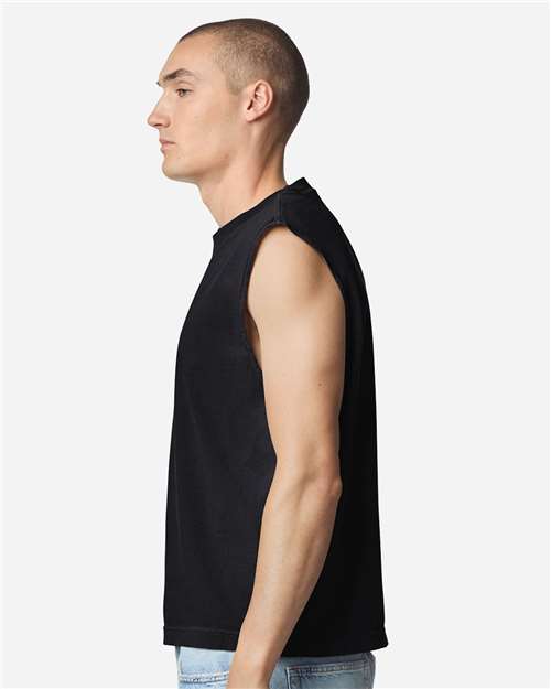 American Apparel 207GD Unisex Heavyweight Cotton Garment-Dyed Boxy Muscle Tee - Side view