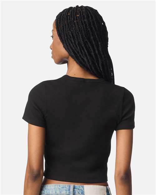 American Apparel BR210 Women's Baby Rib Fitted Cropped Tee - Back view