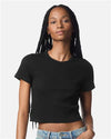 American Apparel BR210 Women's Baby Rib Fitted Cropped Tee - Front view