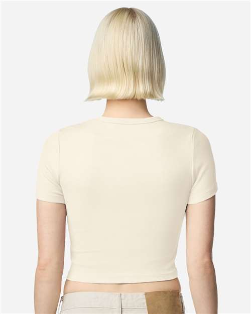 American Apparel BR210 Women's Baby Rib Fitted Cropped Tee - Back view