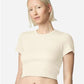 American Apparel BR210 Women's Baby Rib Fitted Cropped Tee - Front view