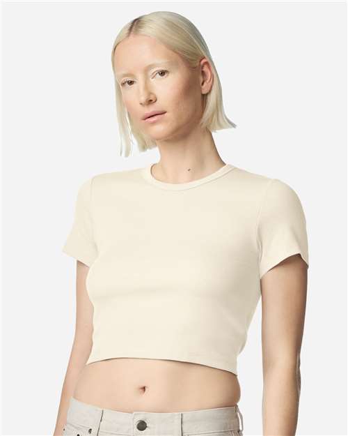 American Apparel BR210 Women's Baby Rib Fitted Cropped Tee - Front view