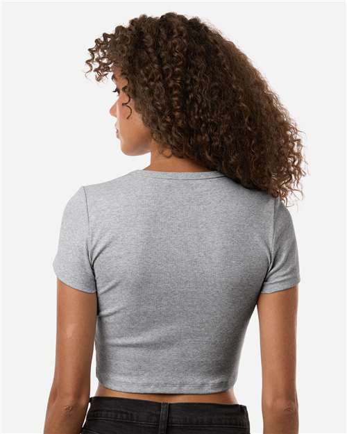 American Apparel BR210 Women's Baby Rib Fitted Cropped Tee - Back view