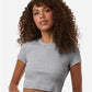 American Apparel BR210 Women's Baby Rib Fitted Cropped Tee - Front view