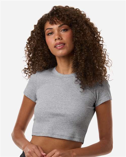 American Apparel BR210 Women's Baby Rib Fitted Cropped Tee - Front view