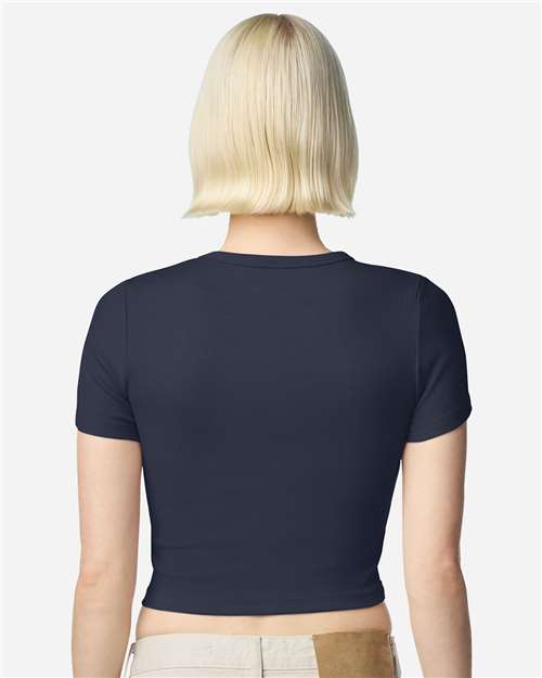 American Apparel BR210 Women's Baby Rib Fitted Cropped Tee - Back view