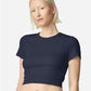 American Apparel BR210 Women's Baby Rib Fitted Cropped Tee - Front view