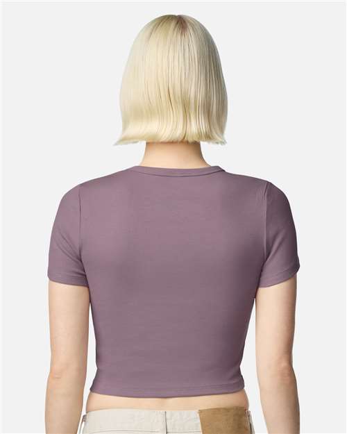 American Apparel BR210 Women's Baby Rib Fitted Cropped Tee - Back view