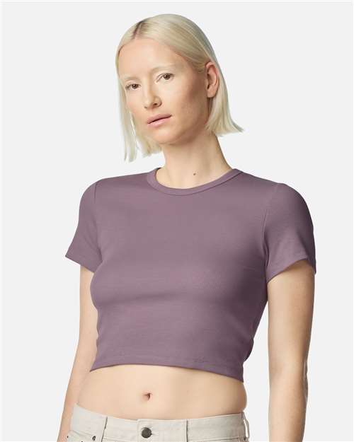 American Apparel BR210 Women's Baby Rib Fitted Cropped Tee - Front view
