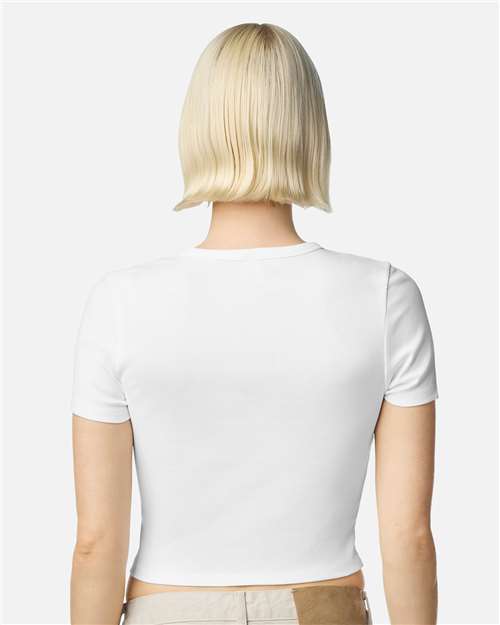 American Apparel BR210 Women's Baby Rib Fitted Cropped Tee - Back view