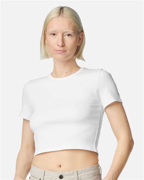American Apparel BR210 Women's Baby Rib Fitted Cropped Tee - Front view