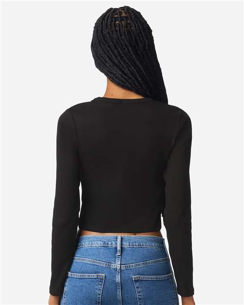 American Apparel BR2107 Women's Baby Rib Long Sleeve Fitted Tee - Back view