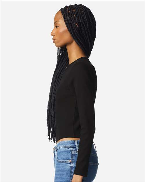 American Apparel BR2107 Women's Baby Rib Long Sleeve Fitted Tee - Side view