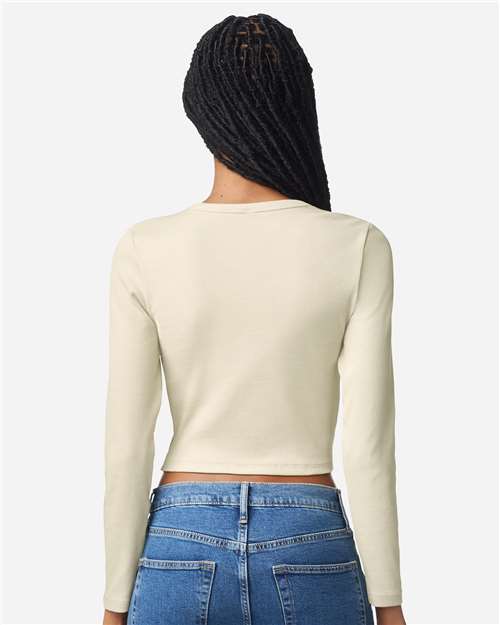American Apparel BR2107 Women's Baby Rib Long Sleeve Fitted Tee - Back view