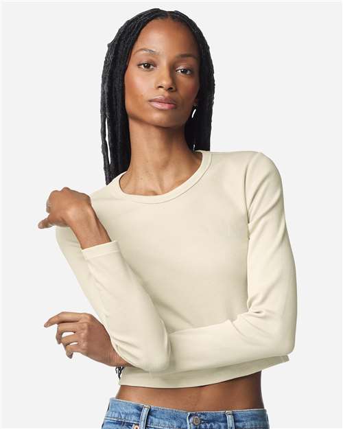 American Apparel BR2107 Women's Baby Rib Long Sleeve Fitted Tee - Front view