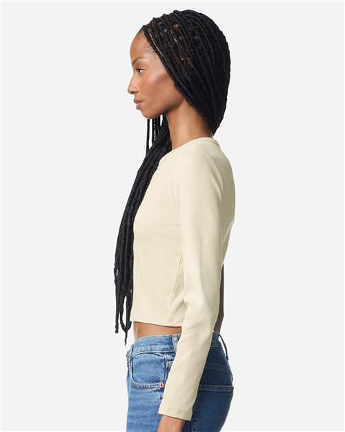 American Apparel BR2107 Women's Baby Rib Long Sleeve Fitted Tee - Side view