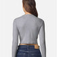 American Apparel BR2107 Women's Baby Rib Long Sleeve Fitted Tee - Back view
