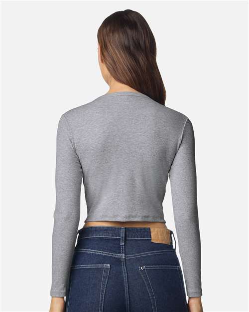 American Apparel BR2107 Women's Baby Rib Long Sleeve Fitted Tee - Back view