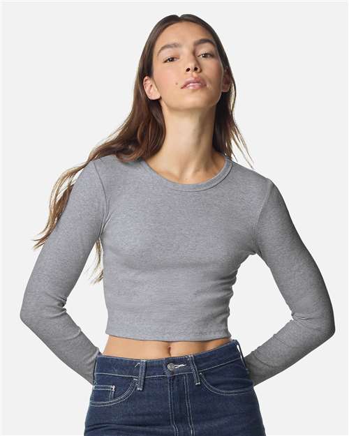 American Apparel BR2107 Women's Baby Rib Long Sleeve Fitted Tee - Front view