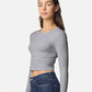 American Apparel BR2107 Women's Baby Rib Long Sleeve Fitted Tee - Side view