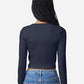 American Apparel BR2107 Women's Baby Rib Long Sleeve Fitted Tee - Back view