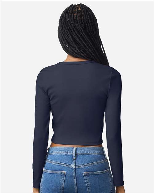 American Apparel BR2107 Women's Baby Rib Long Sleeve Fitted Tee - Back view