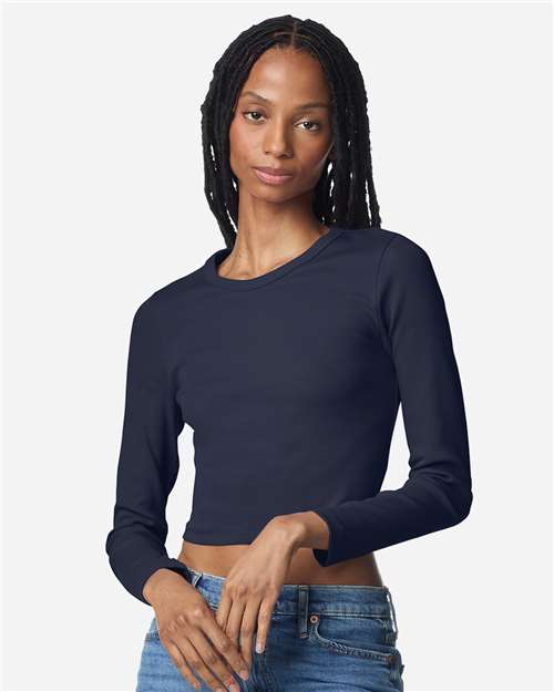 American Apparel BR2107 Women's Baby Rib Long Sleeve Fitted Tee - Front view