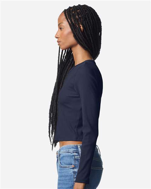 American Apparel BR2107 Women's Baby Rib Long Sleeve Fitted Tee - Side view