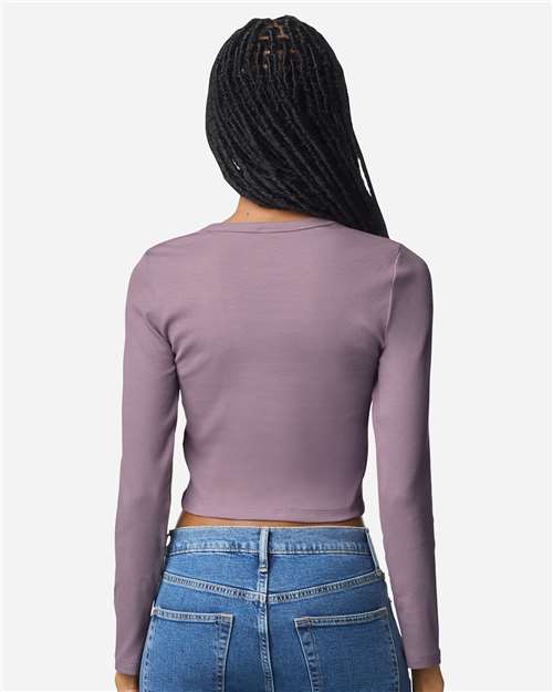 American Apparel BR2107 Women's Baby Rib Long Sleeve Fitted Tee - Back view