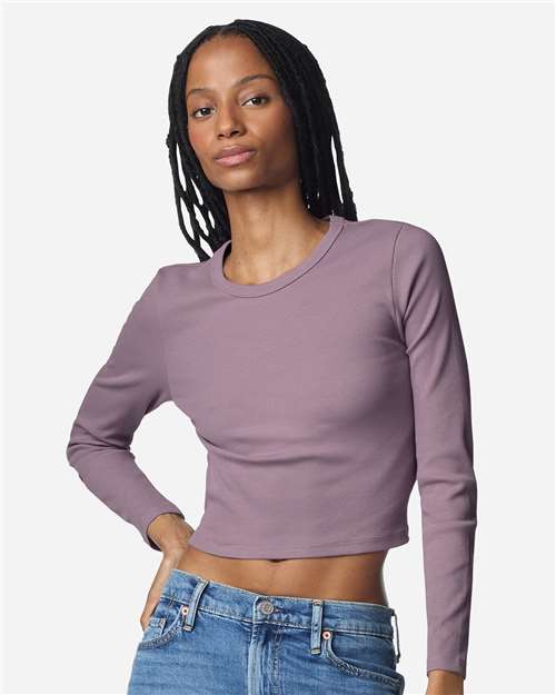 American Apparel BR2107 Women's Baby Rib Long Sleeve Fitted Tee - Front view