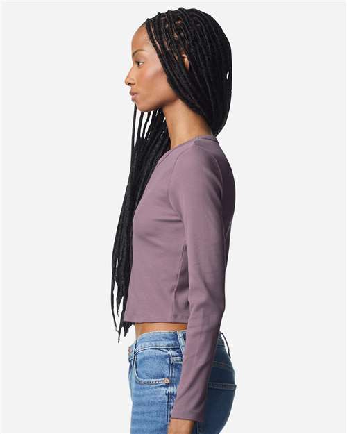 American Apparel BR2107 Women's Baby Rib Long Sleeve Fitted Tee - Side view